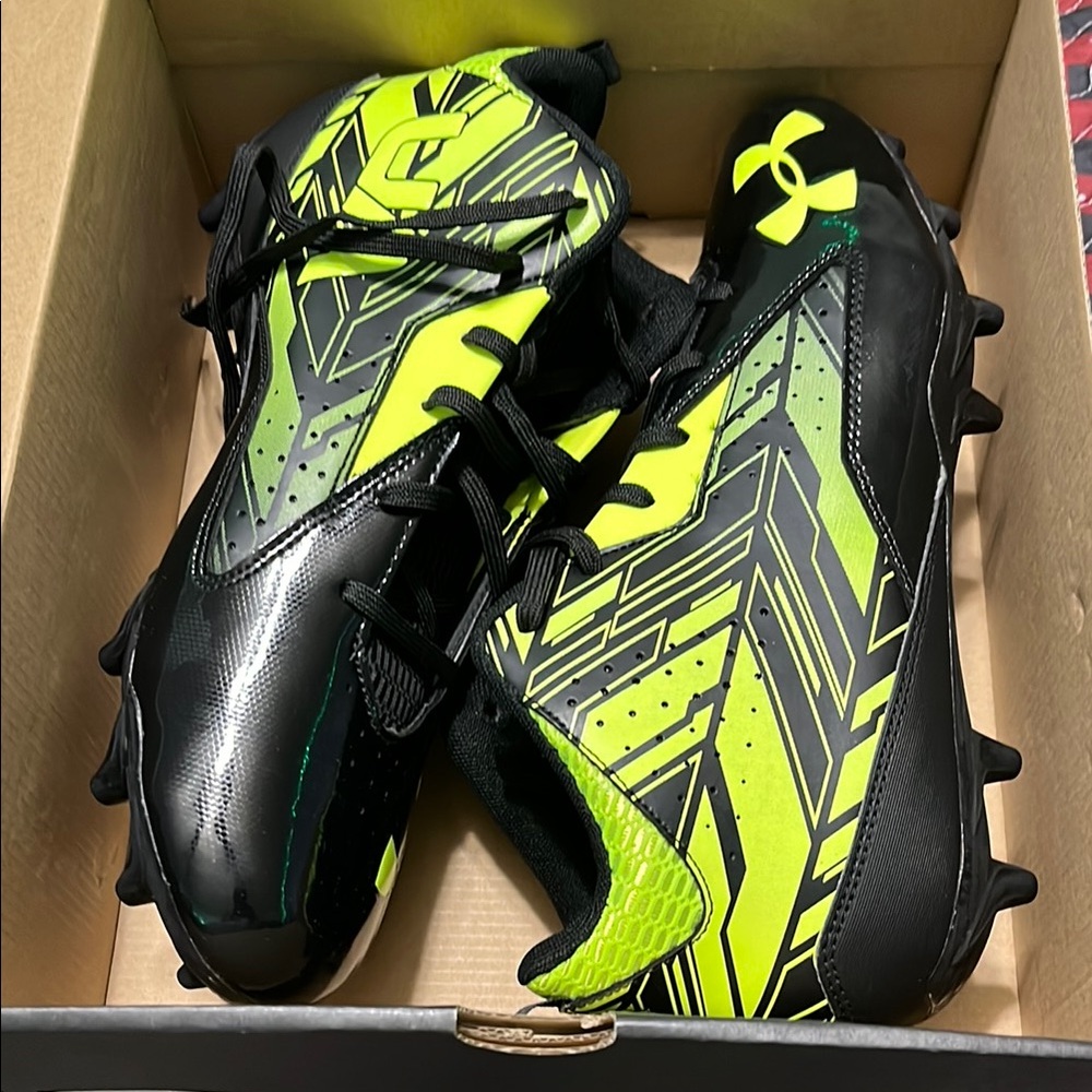 Under Armour Black and Neon Green Cleats